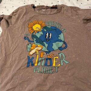 bp Brown 'Create A Kinder Planet' Graphic Tee with Blue & Yellow Print